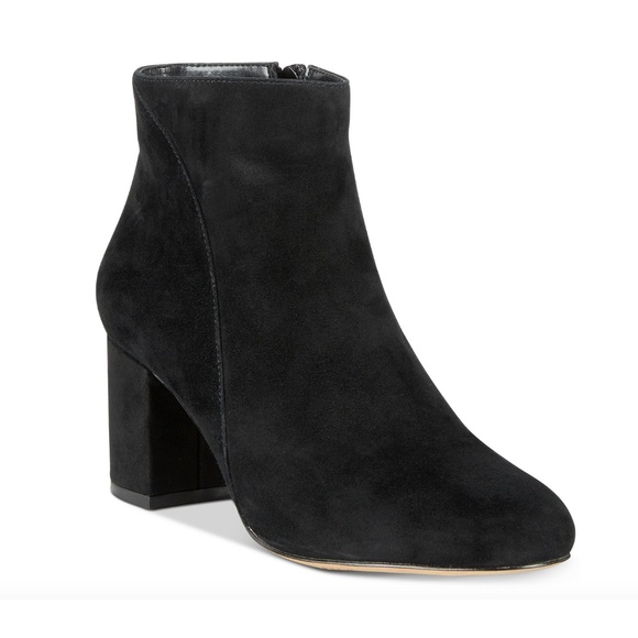 INC Suede Block Low Heel Ankle Zip Booties - Picture 9 of 9